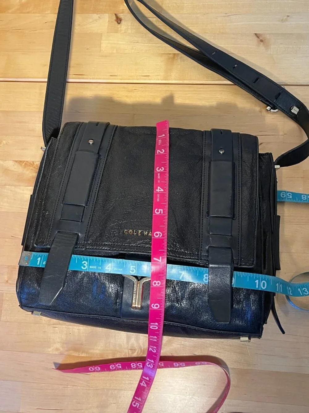 Cole Haan Black Leather Messenger Bag Professional Laptop Work Crossbody